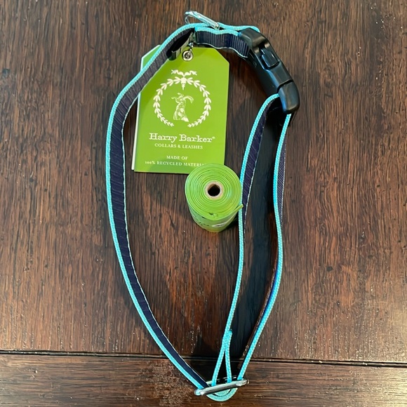 Harry Barker 1” Adjustable collar 16”-26” Navy/Turquoise Dog Collar - Picture 1 of 2